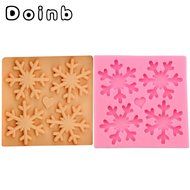 Doinb Christmas Trees Santa Claus Snowman Deer FDA Silicone Fondant Molds Outer Size 7.3x7.3x1.2cm GJM-2800 N53