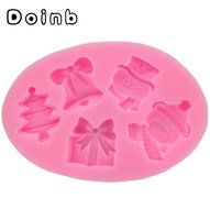 Doinb Christmas Trees Santa Claus Snowman Deer FDA Silicone Fondant Molds Outer Size 7.3x7.3x1.2cm GJM-2800 N55