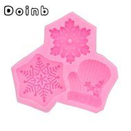 Doinb Christmas Trees Santa Claus Snowman Deer FDA Silicone Fondant Molds Outer Size 7.3x7.3x1.2cm GJM-2800 N57