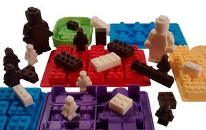 Lego Chocolate and Candy Molds, 6pc Deluxe Set of Various Sized Bricks and Lego Men / Robots, for Gummies, Hard... N3