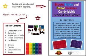 Lego Chocolate and Candy Molds, 6pc Deluxe Set of Various Sized Bricks and Lego Men / Robots, for Gummies, Hard... N5