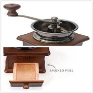 Manual Driven Coffee Bean Spice Herb Vintage Retro Hand Grinder Wooden Burr Mill N6