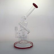 9&#039;&#039; Height Recycler Water Barrel Perc Red Edge 18mm Male Pipe (Red) N2