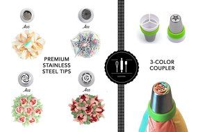 Russian piping tips set for icing nozzles pastry decoration-PREMIUM stainless steel 35 frosting flowers tip kit... N17