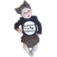 Clothes Set ,BeautyVan Cute Newborn Baby Kids Rompers Top+Pants Hairband Outfit Leopard Clothes Set (24M, Black) N8