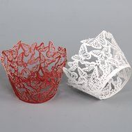 60 Pcs Laser Cut White Pearly Paper Garden Cupcake Wrappers Wraps Cases Wedding Birthday Party Decorations N13
