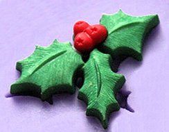 Holly leaves 3 Cavity Mini Silicone Mold for Fondant, Gum Paste, Chocolate, Crafts