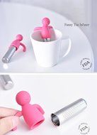 Huayoung Cute Lilliput/Dolphin Multifunctional Stainless Steel &amp; Silicone Cylinder Tea Filters Tea Infusers (Pink-L) N4