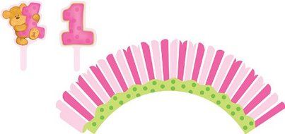 Creative Converting Bears First Birthday Cupcake Wrappers with Picks, Pink N2