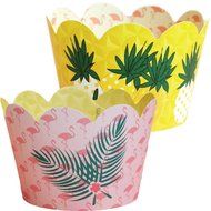 Luau Hawaiian Theme Flamingo Party Supplies, Pineapple Cupcake Decorations, Confetti Couture, 36 Wrappers N5