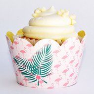 Luau Hawaiian Theme Flamingo Party Supplies, Pineapple Cupcake Decorations, Confetti Couture, 36 Wrappers N6