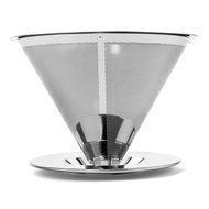 Kobwa Stainless Steel Coffee Filter Reusable Paperless Pour Over Cone Dripper with Cup Stand N4