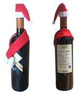 Smile YKK 2pcs Christmas Wine Bottle Santa Hat Scarf Home Decor Red
