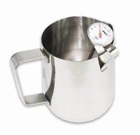 2dayShip Commercial Stainless Steel Frothing Pitcher Set with Thermometer (12 Once and 20 Ounce Frothing Pitchers) N5