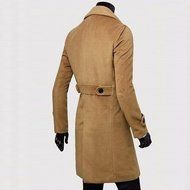 Men's Jacket,Laimeng Winter Slim Stylish Trench Coat Double Breasted Long Jacket Parka (M, Khaki) N4
