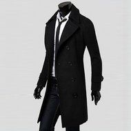 Men's Jacket,Laimeng Winter Slim Stylish Trench Coat Double Breasted Long Jacket Parka (M, Khaki) N5