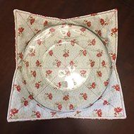 Simple Red Floral,handmade, Hot Cold Plate Cozy,Microwave Plate Cozie,Fabric Trivet,Hot pad,Pot Holder,Cotton...