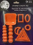 Bundle 9 Piece Pumpkin Carving Kit Tool Set Halloween Party Stencils Cutter Scooper and 1 LED Strobe Light