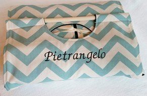 Teal Chevron 9x13 Dish Tote - Can be Personalized, Teal, Aqua Chevron ZigZag Stripe, Free Shipping, American Made N3