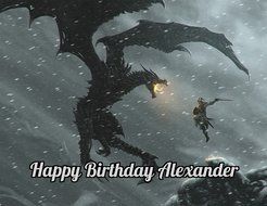 Skyrim Dragon Edible Image Photo Cake Topper Sheet Personalized Custom Customized Birthday Party - 1/4 Sheet -...
