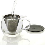 FORLIFE Lucidity Glass Brew-in-Cup with Stainless Infuser and Lid, 12-Ounce/355ml, Teal N8