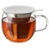 FORLIFE Lucidity Glass Brew-in-Cup with Stainless Infuser and Lid, 12-Ounce/355ml, Teal N9