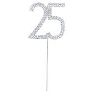 1 X 25th Anniversary Birthday Cake Topper w/Rhinestone Party Decoration N4