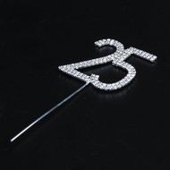 1 X 25th Anniversary Birthday Cake Topper w/Rhinestone Party Decoration N5