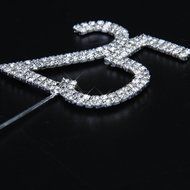 1 X 25th Anniversary Birthday Cake Topper w/Rhinestone Party Decoration N6