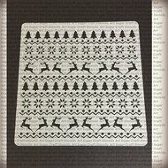 Holiday Christmas deer tree Cookie stencil - cupcake designs for air brush - Royal icing N2
