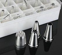 Drhob 24 Pcs Icing Piping Nozzles Pastry Tips Cake Sugarcraft Decorating Tool Set ( Color: Silver)