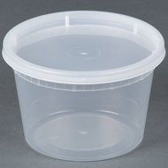SunnyCare&reg; 16 oz.Microwavable Translucent Plastic Deli Container with Lid -(Case of 250) N4