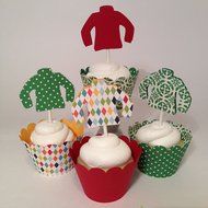 Ugly Sweater Christmas Cupcake Toppers, Set of 12 N4