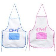 Littlest Chef Kids Apron with Chefs Hat and 8 Piece Cooking Utensil Set (Pink)