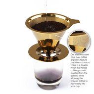 Tomasino Premium Collection - Titanium coated Stainless Steel Pour Over Coffee Filter Gold Edition Brewer Drip... N2