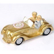 BuW Cake Toppers Golden Marriage Couples in A Golde Car 50th Anniversary Cake Topper N2