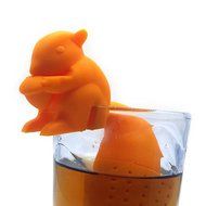 HuaYang kawaii Silicone Squirrel Shape Tea Leaf Herbal Strainer Filter Infuser Bags Tool - Orange N4
