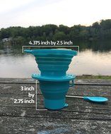 Brooklyn Ice Company - Collapsible Coffee Silicone Set - 5 Ounce Cup, Cone Filter, Spoon in Blue N5