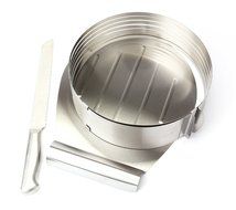 Bekith 3 Piece Stainless Steel Mousse Mould Layer Cake Slicer Kit, Silver