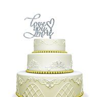 Love You More Wedding Cake Topper with Heart Black N3