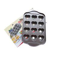 Startony Non Stick Muffin Cupcake Molds 12 Cups Baking Pan Loose Base Tray Dessert Pan Round N7