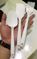 PHT Silicone Spatula Spoon Brush , 8", Set of 3 White N12