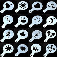 16 x Cappuccino Coffee Stencils Template Strew Flowers Pad Duster Spray N5