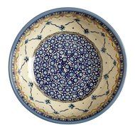 Ceramika Wiza Genuine Polish Pottery Blue Linked Florals Mixing Bowl, 8-Inch