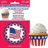 Cupcake Creations, No Muffin Pan Required Baking Cups, Stars &amp; Stripes, 8834