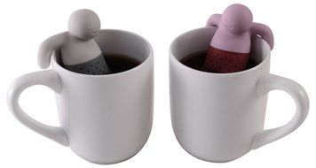 Jahoo Tea Infuser Set for Loose Leaf Tea, Silicone Tea Strainer Couple in a Set of 2, Grey and Pink N4