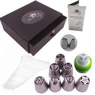 Home Papa Russian Piping Tips Icing Nozzles (Pack of 23): for Cakes Cupcakes Decoration - 7 for Flowers and 2... N7