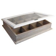 ukgiftstoreonline Vintage Shabby Chic - Wooden Box Tea Bag Chest 12 Compartment N2