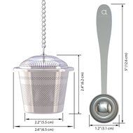 Apace Living Loose Leaf Tea Stainless Steel Strainer (Set of 2) with Tea Scoop and Drip Trays, Medium N10
