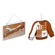 NCAA Texas Longhorns Metal License Plate Christmas Ornament Foam Ugly Sweater Bundle 2 Pack By Forever Collectibles